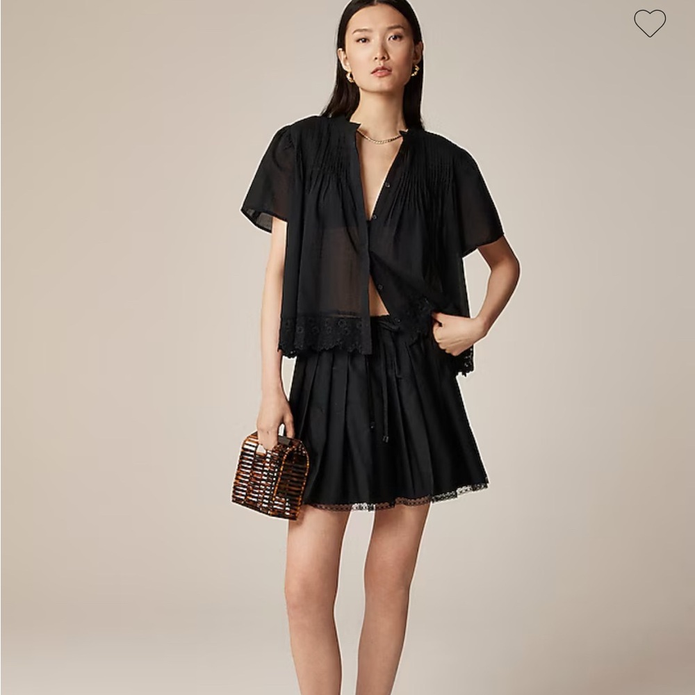 J. Crew Lace trim pintuck top in cotton voile